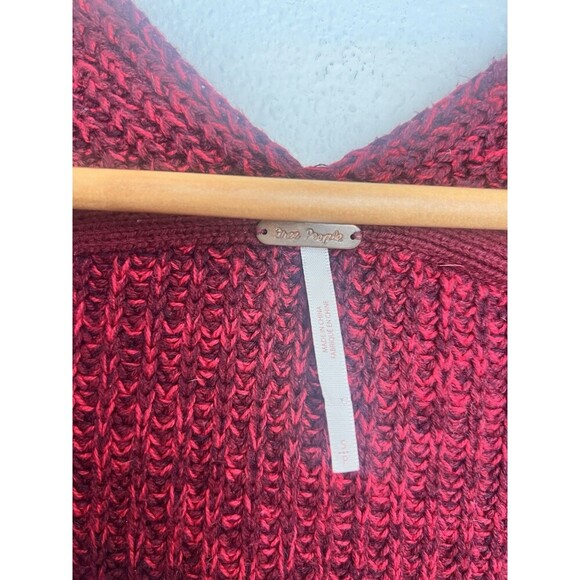 FREE PEOPLE High Hopes Cardigan Red Slouchy Chunky Knit Ribbed Cuff Open Front S - Picture 10 of 11